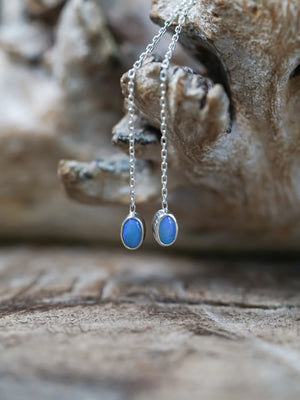 Oval Opal Ear Threaders - Gardens of the Sun | Ethical Jewelry
