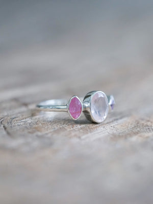 Rose Quartz and Sapphire Ring