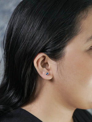 Oval Kyanite Stud Earrings in Silver