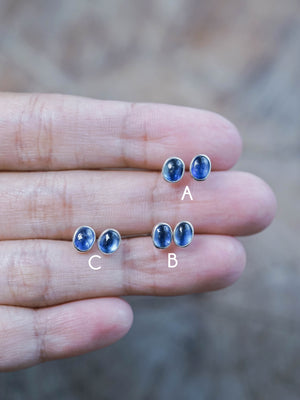 Oval Kyanite Stud Earrings in Sterling Silver