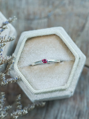 Oval Ruby Ring in velvet box