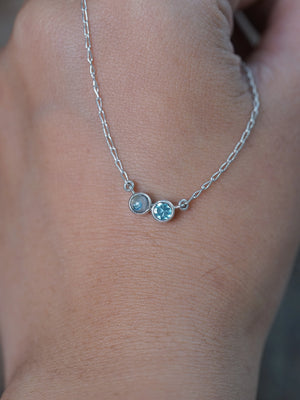 Paraiba Quartz and Apatite Necklace in Recycled Sterling Silver