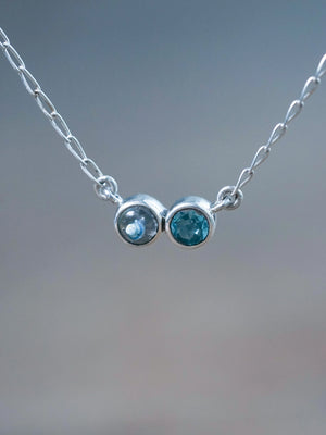 Paraiba Quartz and Apatite Necklace in Silver