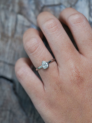 Pear Diamond Ring in White Gold - Gardens of the Sun | Ethical Jewelry