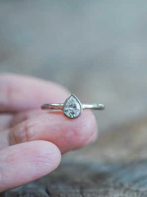 Pear Diamond Ring in White Gold - Gardens of the Sun | Ethical Jewelry