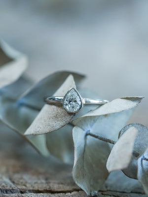 Pear Diamond Ring in White Gold - Gardens of the Sun | Ethical Jewelry
