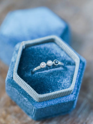 Pearl and Sapphire Ring in Sterling Silver