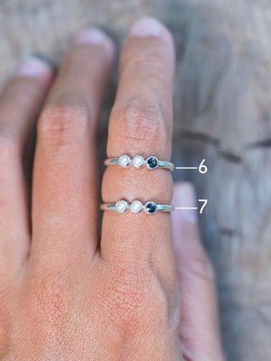 Pearl and Sapphire Rings in Sterling Silver