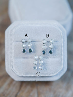 Pearl and Sapphire Stud Earrings in Recycled Sterling Silver