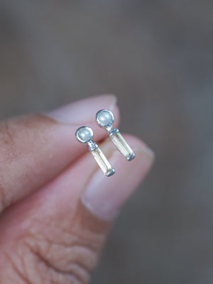 Pearl and Citrine Stud Earrings