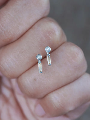 Pearl and Citrine Stud Earrings