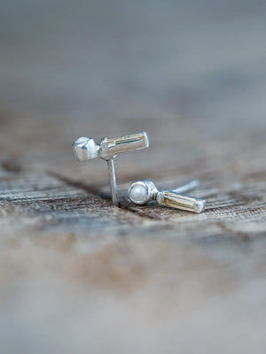 Pearl and Citrine Stud Earrings