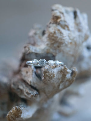 Pearl and Diamond Ring in Silver - Ethical Engagement Ring by Gardens of the Sun | Ethical Jewelry