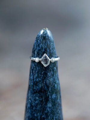 Pearl and Herkimer Diamond Ring