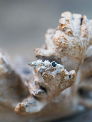 Pearl and Sapphire Ring in Sterling Silver