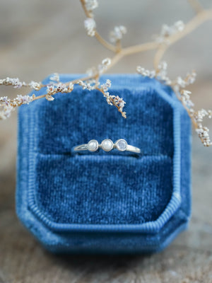 Pearl and Sapphire Ring in Sterling Silver