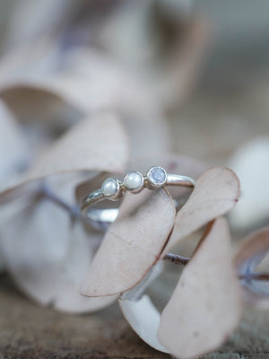 Pearl and Sapphire Ring in Sterling Silver