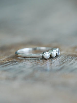 Pearl and Sapphire Ring in Sterling Silver