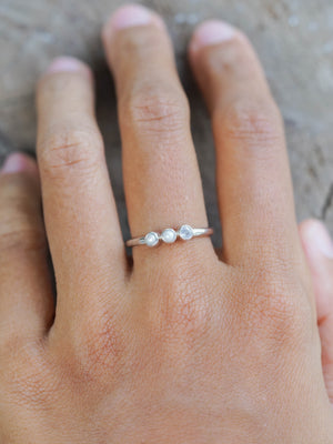 Pearl and Sapphire Ring in Sterling Silver