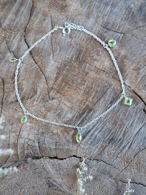 Peridot Charm Bracelet in Silver