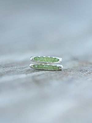 Peridot Earrings with Hidden Gems in recycled sterling silver