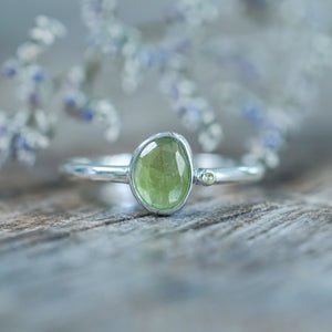 Peridot and Sapphire Ring - Gardens of the Sun | Ethical Jewelry