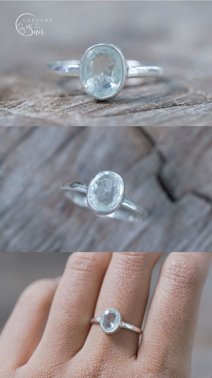 Personalized Aquamarine Ring or Necklace in Sterling Silver
