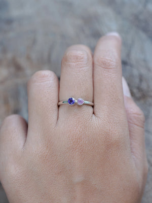 Pink Sapphire and Amethyst Ring