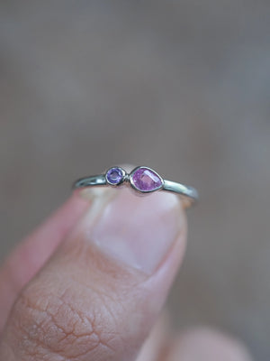 Pink Sapphire and Amethyst Ring