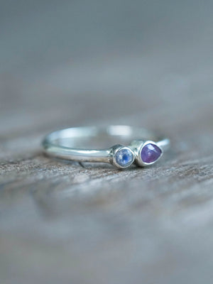 Pink Sapphire and Moonstone Ring