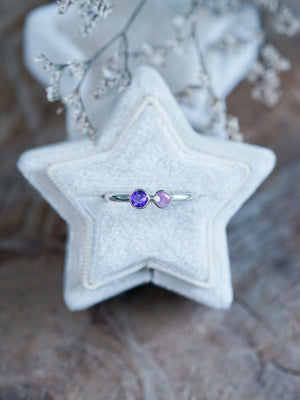 Pink Sapphire and Amethyst Ring Sterling Silver