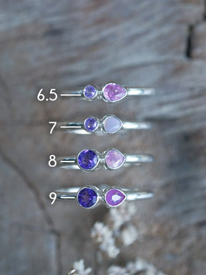 Pink Sapphire and Amethyst Rings