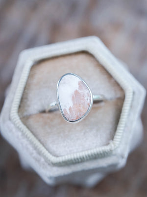 Pink Scolecite Ring Set in Sterling Silver