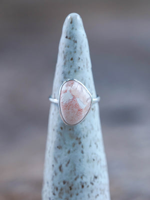 Pink Scolecite Ring in Recycled Sterling Silver