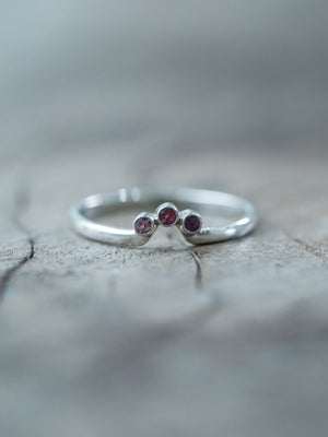 Pink Tourmaline Crown Ring in Sterling Silver
