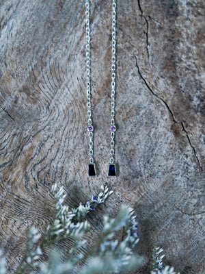 Pink and Blue Sapphire Ear Threaders - Gardens of the Sun | Ethical Jewelry