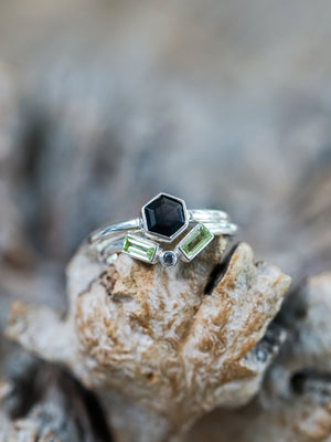 Spinel and Peridot Ring Set - Gardens of the Sun | Ethical Jewelry
