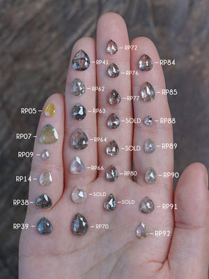 Custom Rose Cut Pear Diamond Ring in Gold