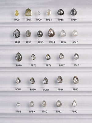 Custom Rose Cut Pear Diamond Ring in Gold