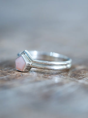 Pink Opal Star Ring Set - Size 6.5