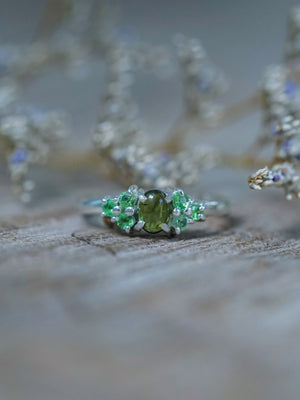Tourmaline and Tsavorite Garnet Ring - Ethical Jewelry | Gardens of the Sun