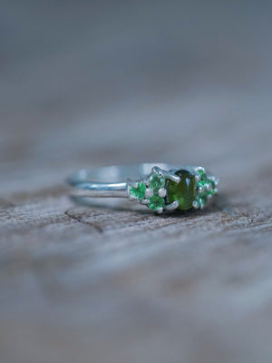 Tourmaline and Tsavorite Garnet Ring - Ethical Jewelry | Gardens of the Sun
