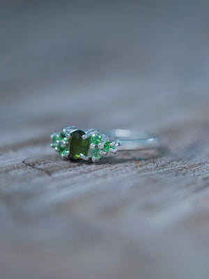 Tourmaline and Tsavorite Garnet Ring - Ethical Jewelry | Gardens of the Sun