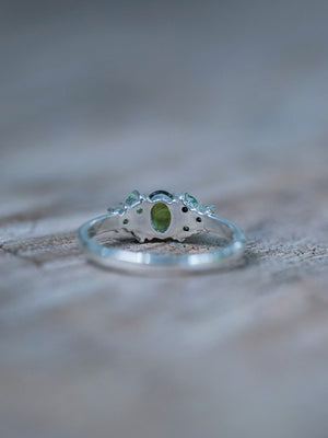 Tourmaline and Tsavorite Garnet Ring - Ethical Jewelry | Gardens of the Sun