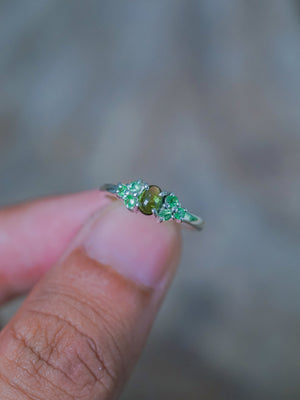 Tourmaline and Tsavorite Garnet Ring - Ethical Jewelry | Gardens of the Sun