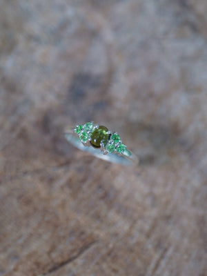 Tourmaline and Tsavorite Garnet Ring - Ethical Jewelry | Gardens of the Sun