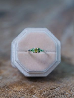 Tourmaline and Tsavorite Garnet Ring - Ethical Jewelry | Gardens of the Sun