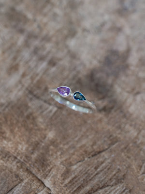 Blue and Lavender Sapphire Ring - Size 8.75