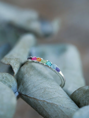 Rainbow Ring with Hidden Gems in recycled sterling silver from Pride Jewelry Collection