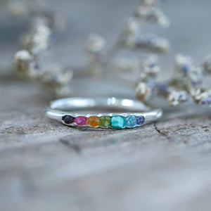 Rainbow Ring with Hidden Gems in sterling silver from Pride Jewelry Collection